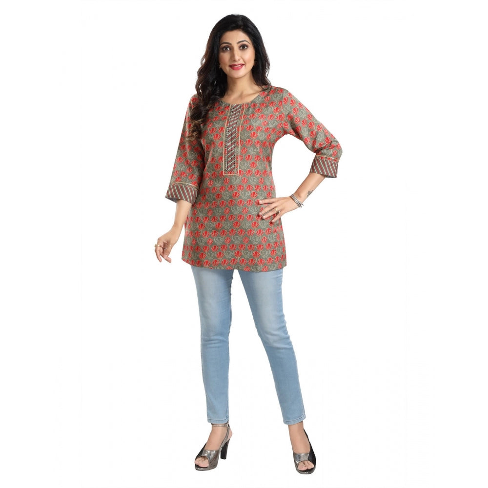 Ranili 3/4th Sleeve Viscose Blend Tunic Short Top