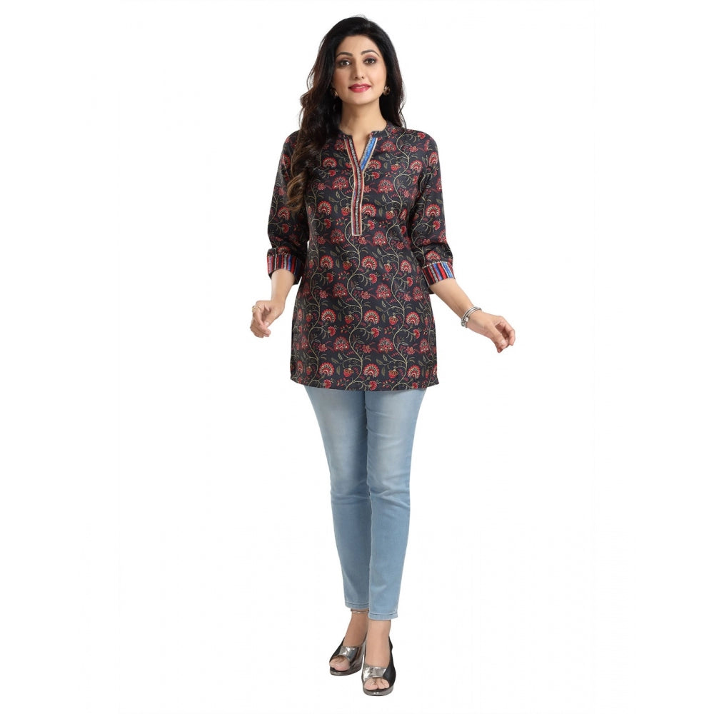 Ranili 3/4th Sleeve Viscose Blend Tunic Short Top