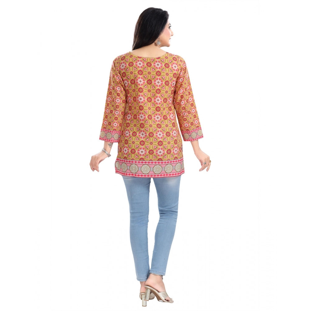 Ranili 3/4th Sleeve Faux Crepe Tunic Short Top