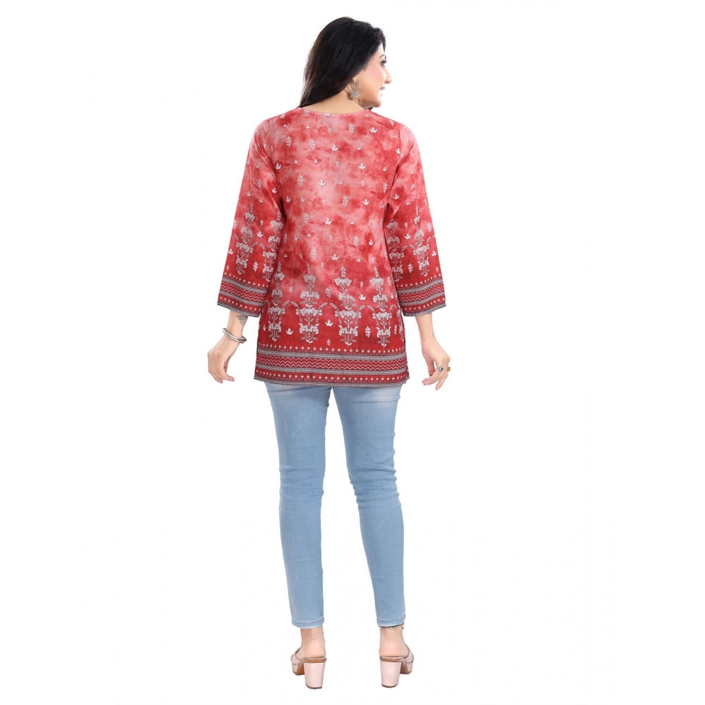Ranili 3/4th Sleeve Faux Crepe Tunic Short Top