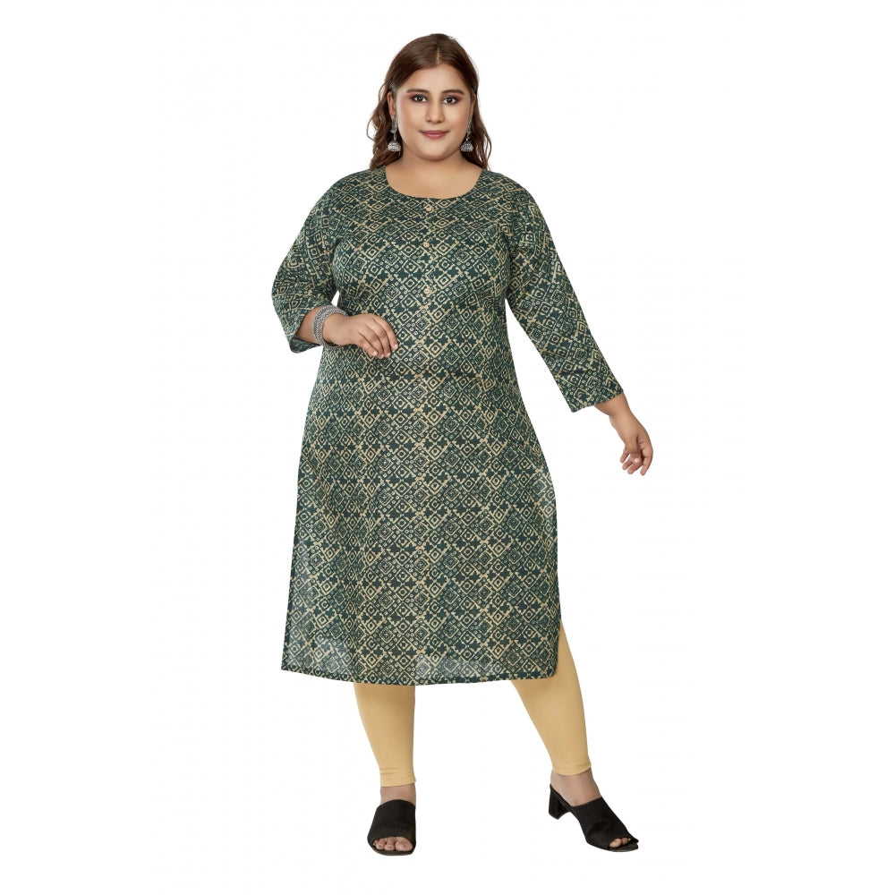 Ranili Casual 3/4th Sleeve Golden Foil Printed Capsule Cotton Straight Kurti