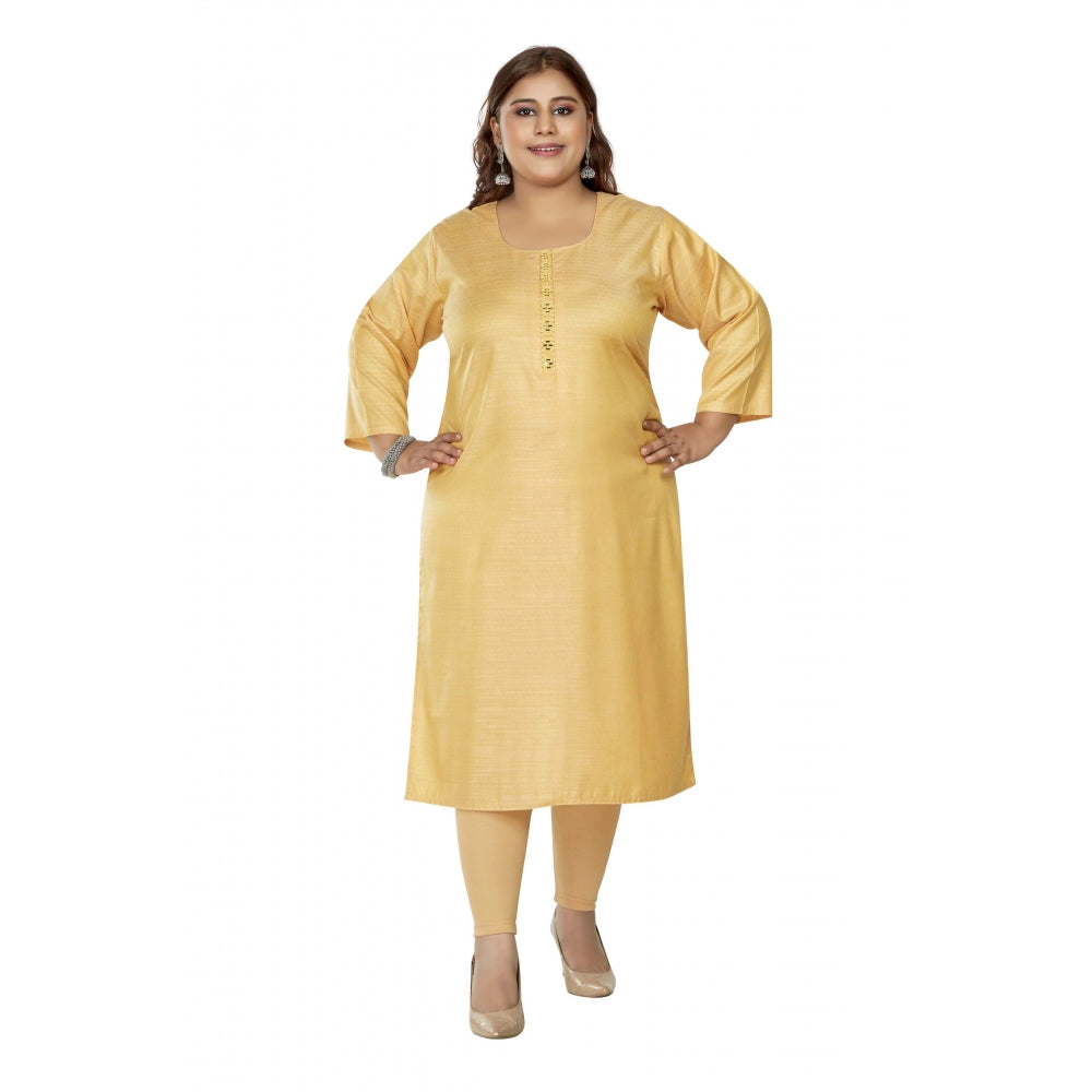 Ranili Casual 3/4th Sleeve Mirror Embroided Rayon Straight Kurti