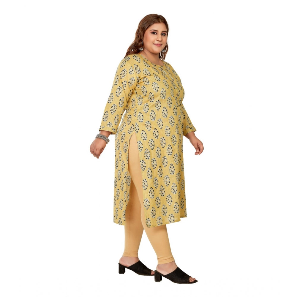 Ranili Casual 3/4th Sleeve Golden Foil Printed Pure Cotton Straight Kurti