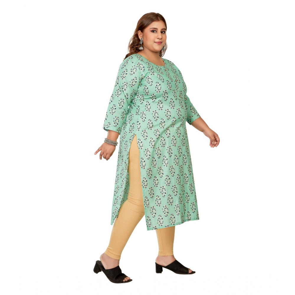 Ranili Casual 3/4th Sleeve Golden Foil Printed Pure Cotton Straight Kurti