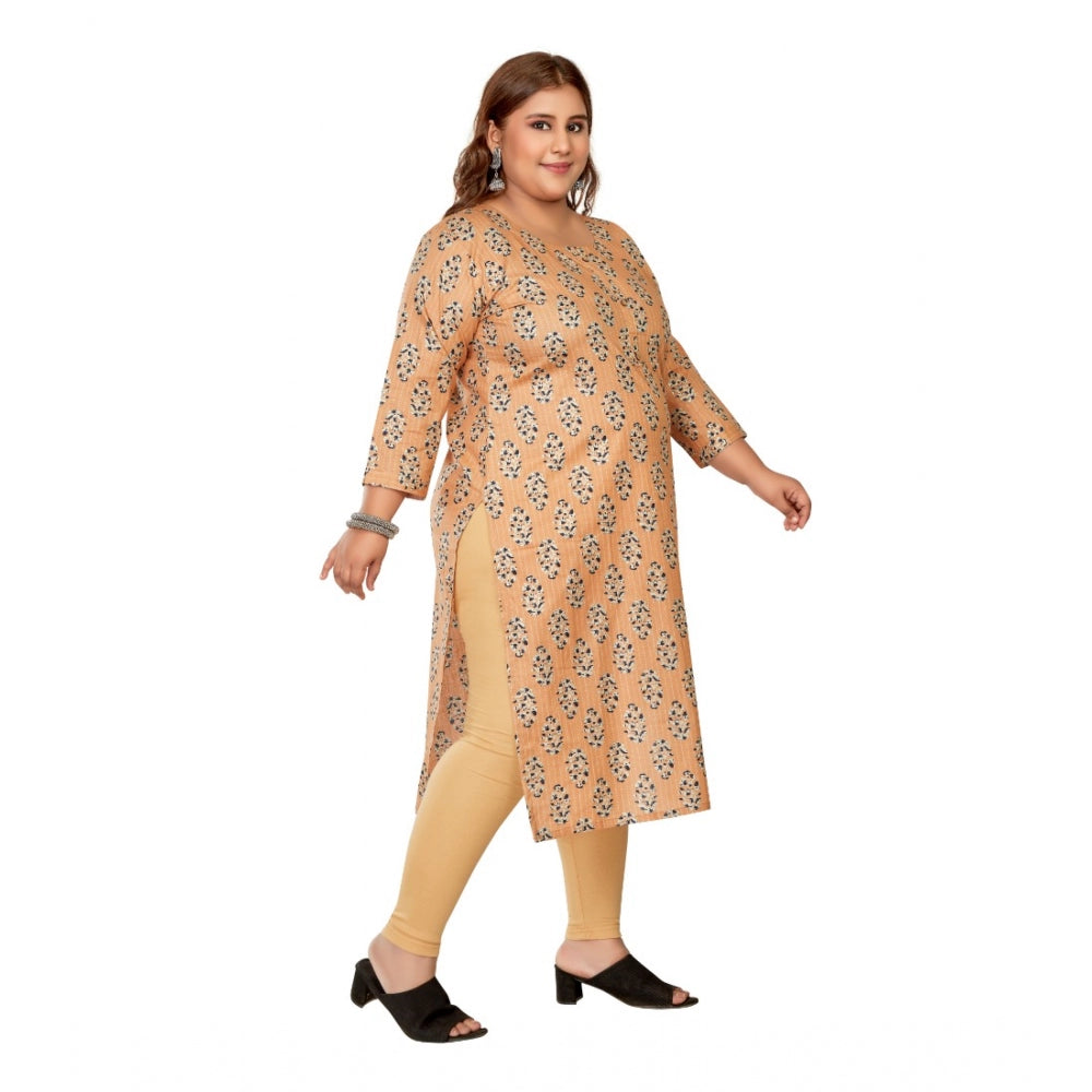 Ranili Casual 3/4th Sleeve Golden Foil Printed Pure Cotton Straight Kurti