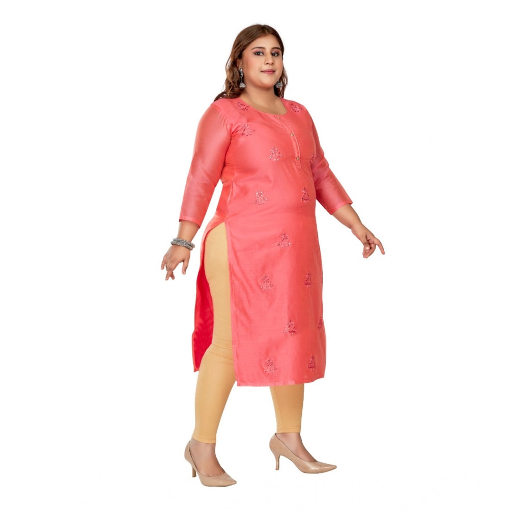 Ranili Casual 3/4th Sleeve Mirror Embroided Rayon Straight Kurti