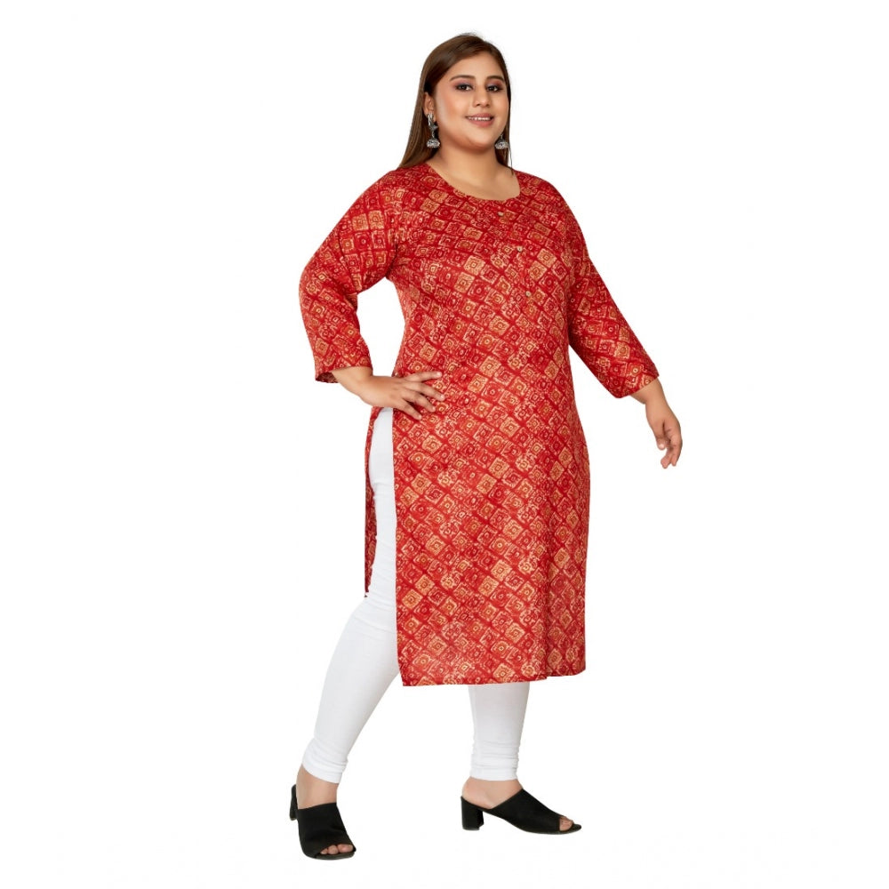 Ranili Casual 3/4th Sleeve Golden Foil Printed Capsule Cotton Straight Kurti