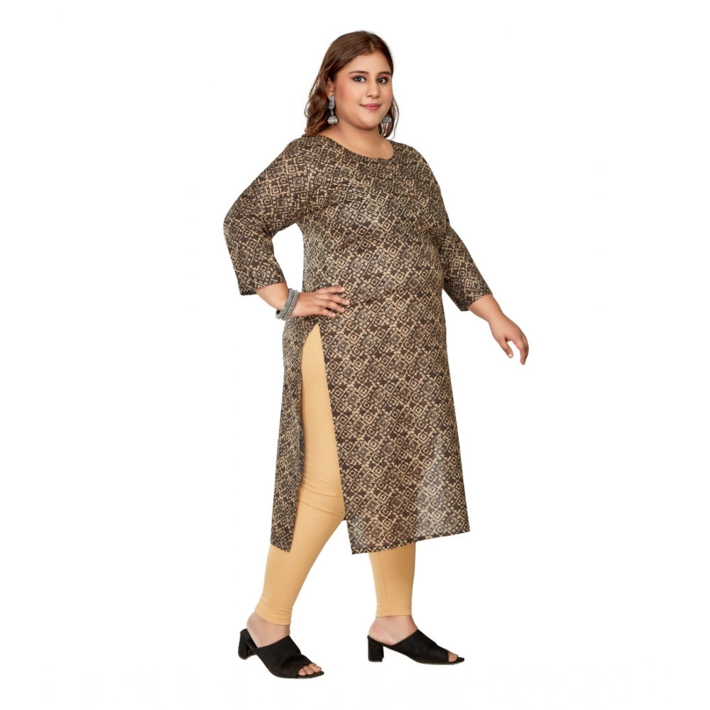Ranili Casual 3/4th Sleeve Golden Foil Printed Capsule Cotton Straight Kurti