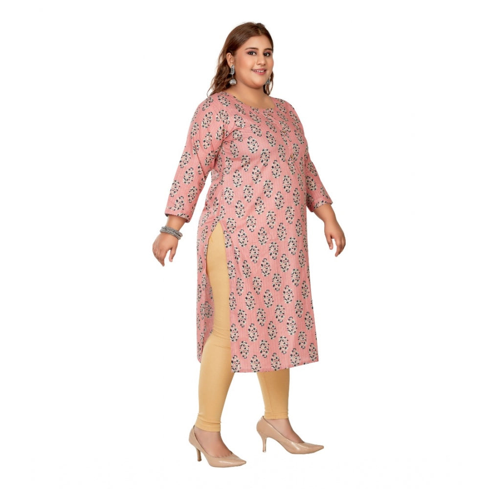 Ranili Casual 3/4th Sleeve Golden Foil Printed Pure Cotton Straight Kurti
