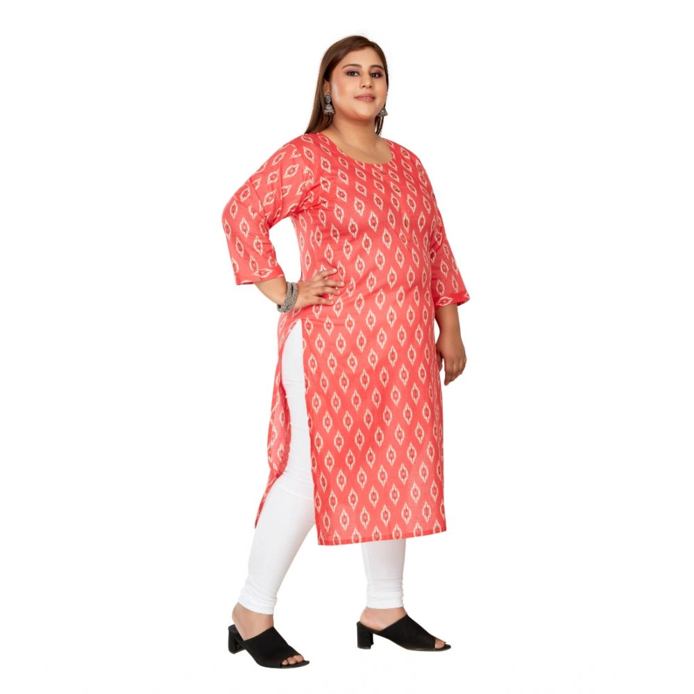Ranili Casual 3/4th Sleeve Ikkat Printed Pure Cotton Straight Kurti