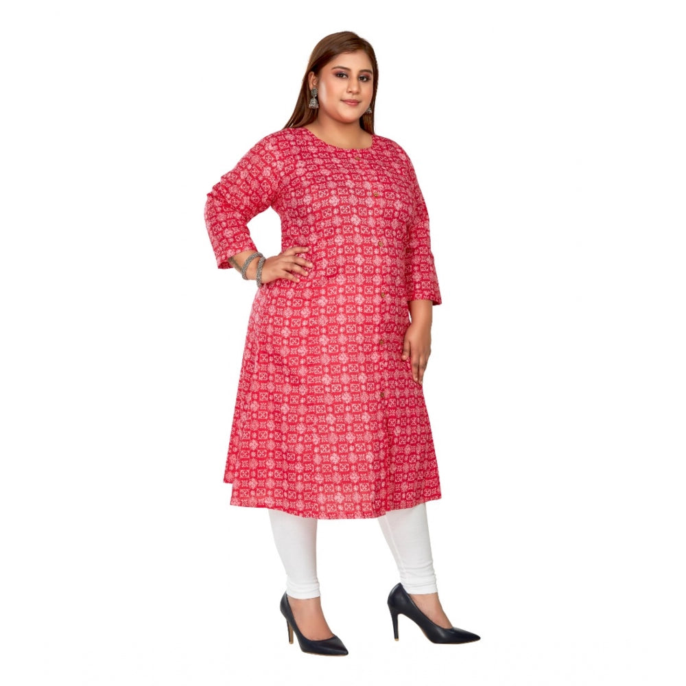 Ranili Casual 3/4th Sleeve Regular Printed Pure Cotton Prince Cut A-line Kurti