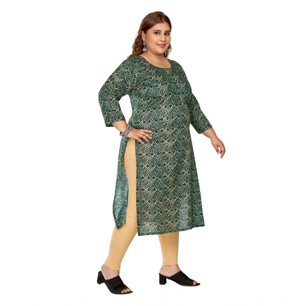 Ranili Casual 3/4th Sleeve Golden Foil Printed Capsule Cotton Straight Kurti