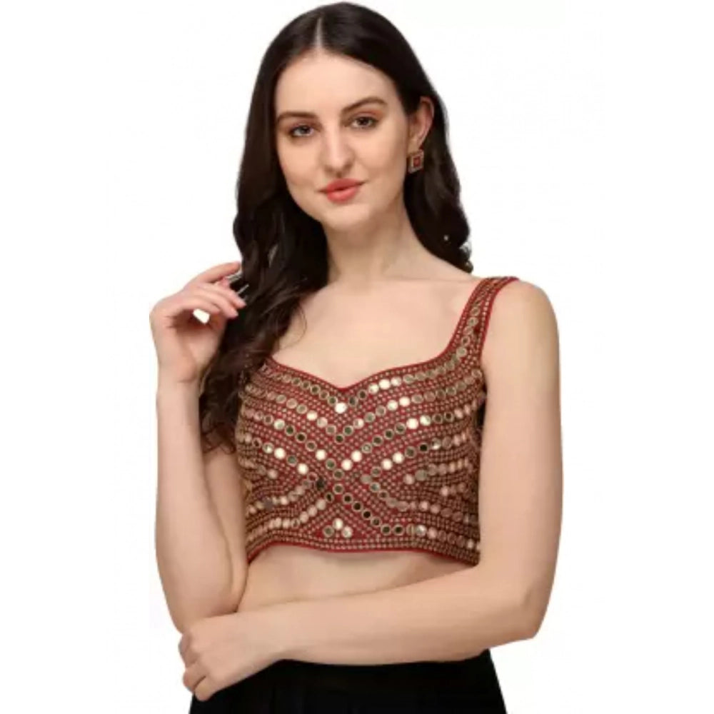 Ranili Embriodered Cotton Lycra Padded Readymade Blouse