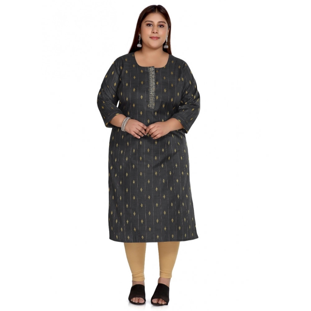Ranili Casual 3/4th Sleeve Cotton Mix Golden Embroidered Straight Kurti