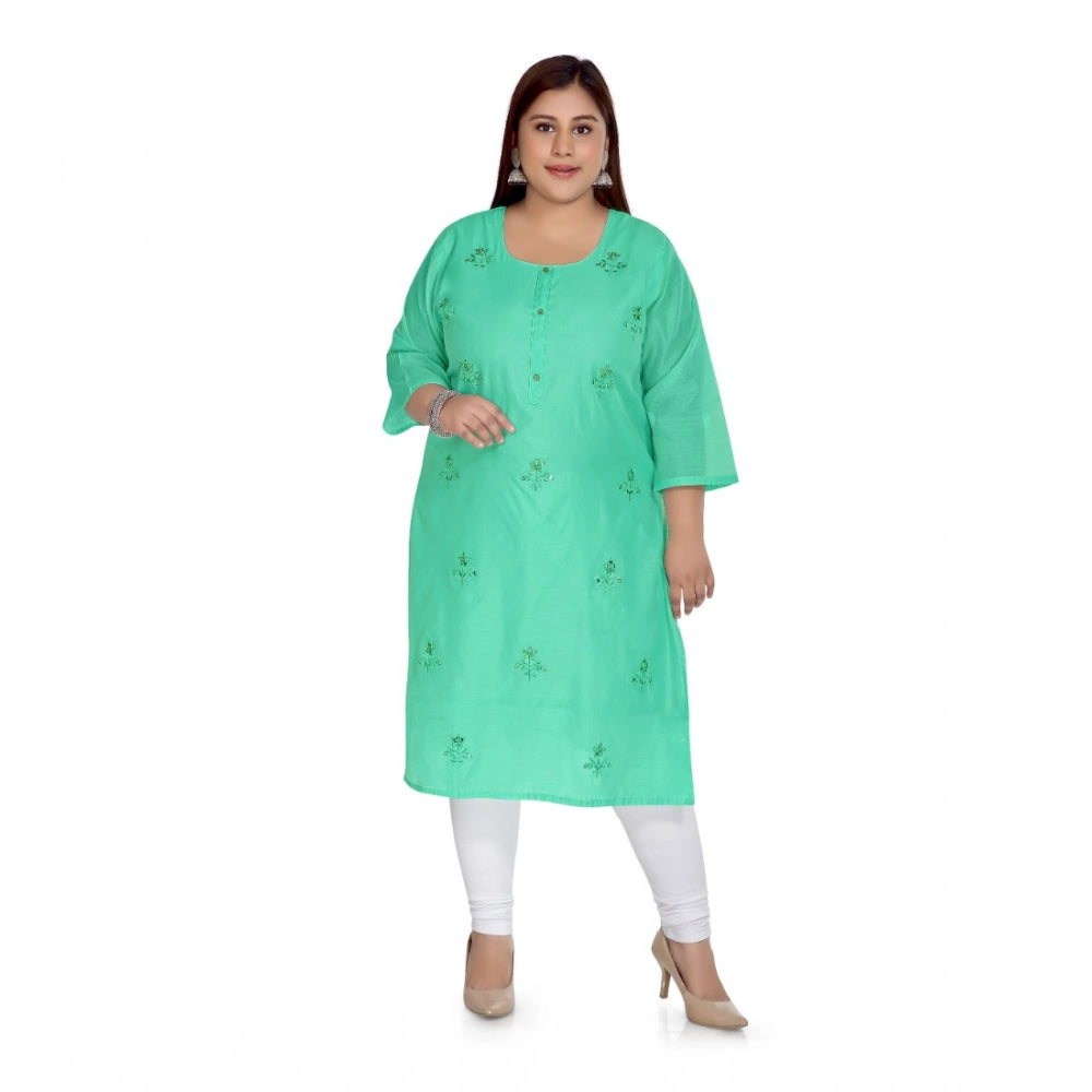 Ranili Casual 3/4th Sleeve Rayon Mirror Embroidered Straight Kurti
