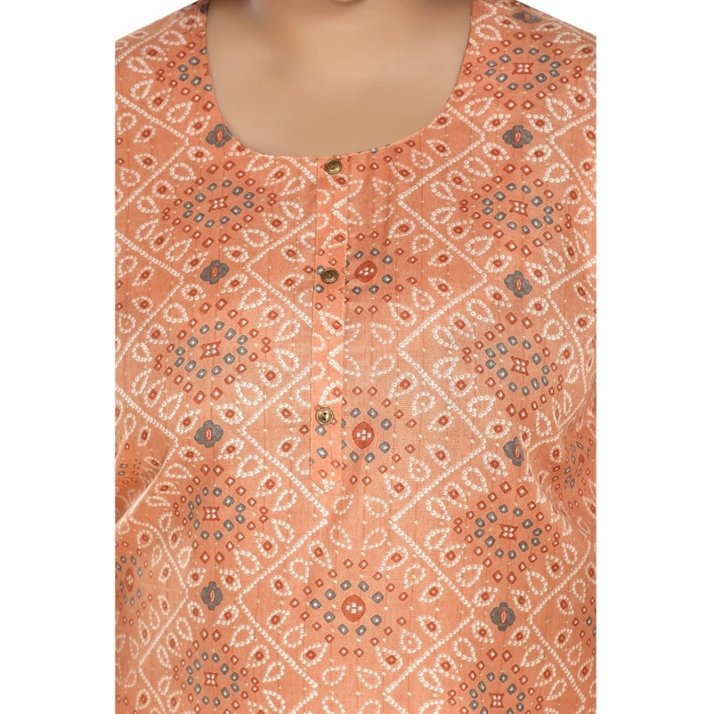 Ranili Casual 3/4th Sleeve Rayon Golden Foil Printed Straight Kurti