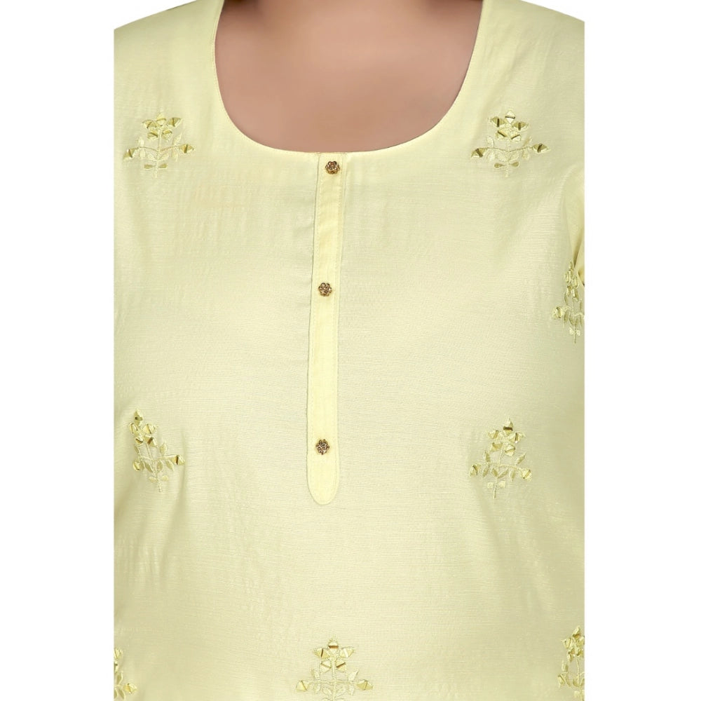 Ranili Casual 3/4th Sleeve Rayon Mirror Embroidered Straight Kurti