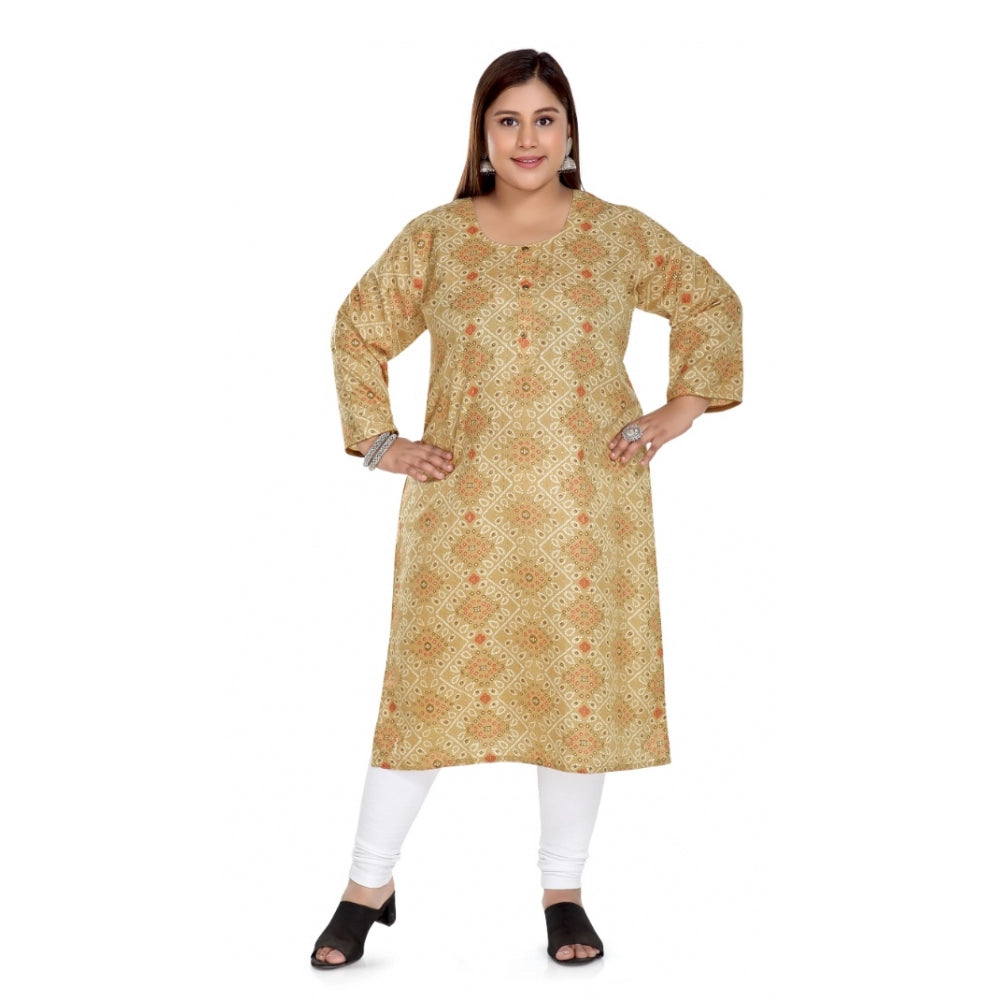 Ranili Casual 3/4th Sleeve Rayon Golden Foil Printed Straight Kurti