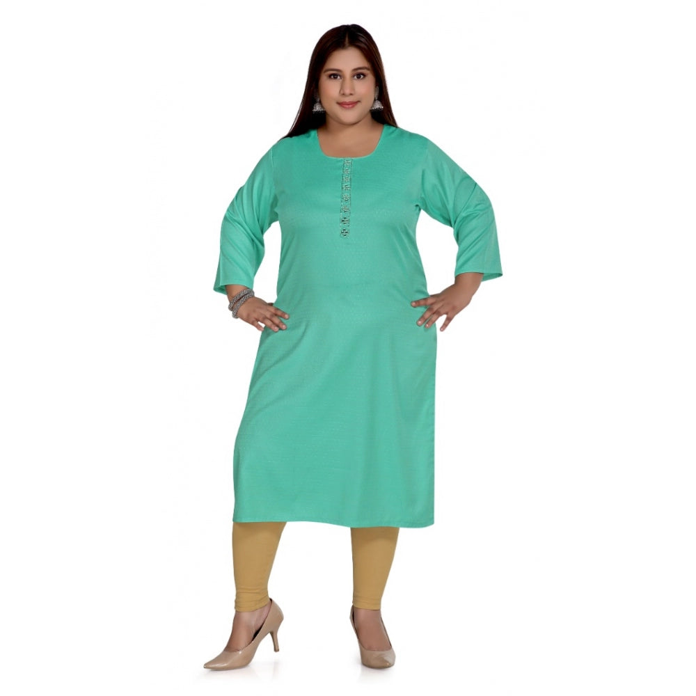 Ranili Casual 3/4th Sleeve Rayon Mirror Embroidered Straight Kurti