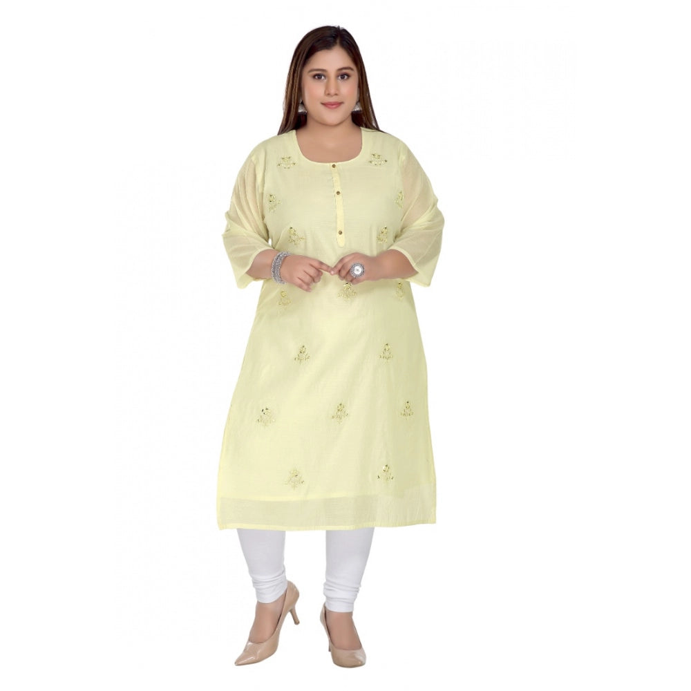 Ranili Casual 3/4th Sleeve Rayon Mirror Embroidered Straight Kurti