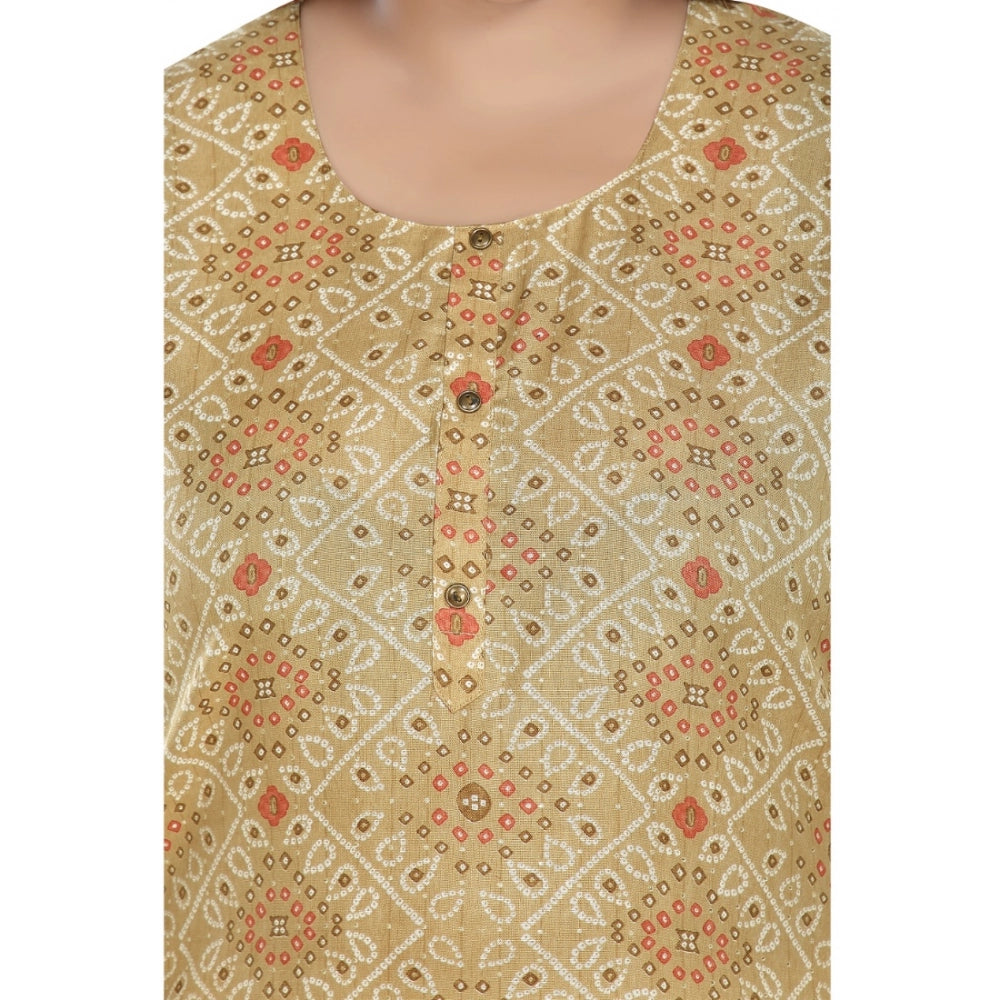 Ranili Casual 3/4th Sleeve Rayon Golden Foil Printed Straight Kurti