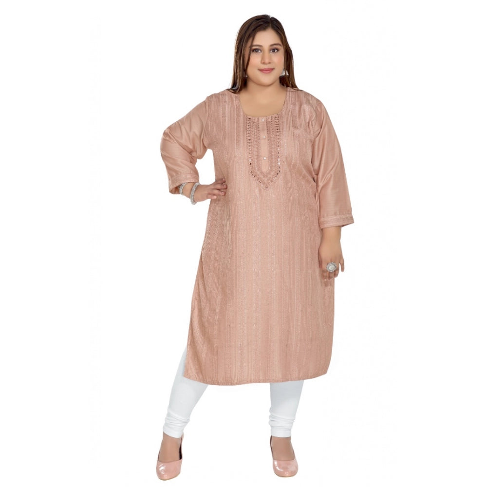 Ranili Casual 3/4th Sleeve Imported Fabric Self Embroidered Straight Kurti With Lining