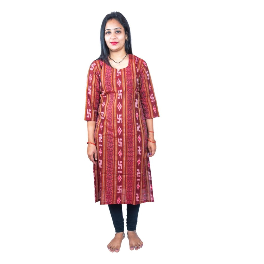 Ranili Sambalpuri Certified Handloom Pure Cotton Straight Kurti