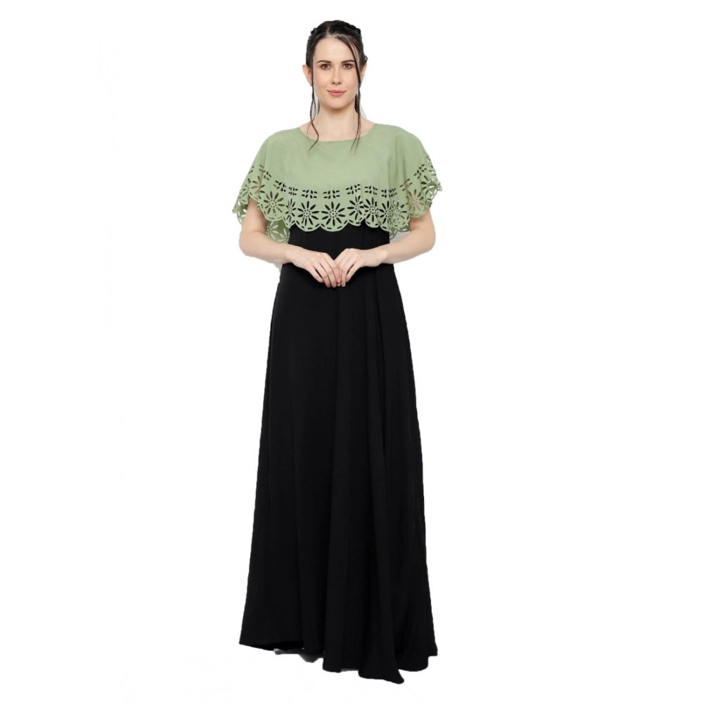 Ranili Crepe Solid Sleeveless Full Length Gown