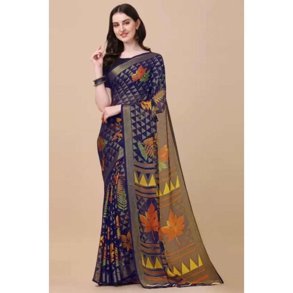 Ranili Viscose Rayon Printed Saree With Unstitched Blouse