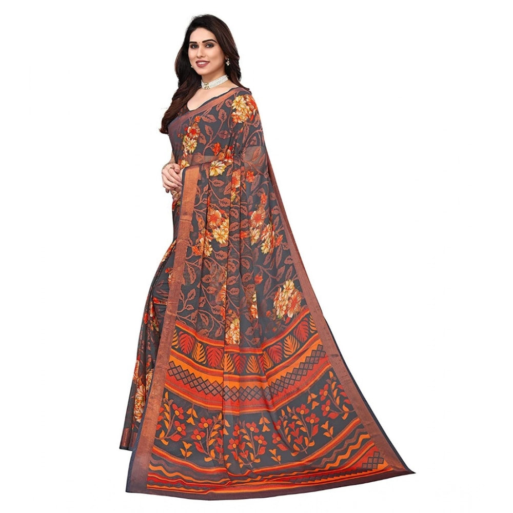 Ranili Viscose Rayon Printed Saree With Unstitched Blouse