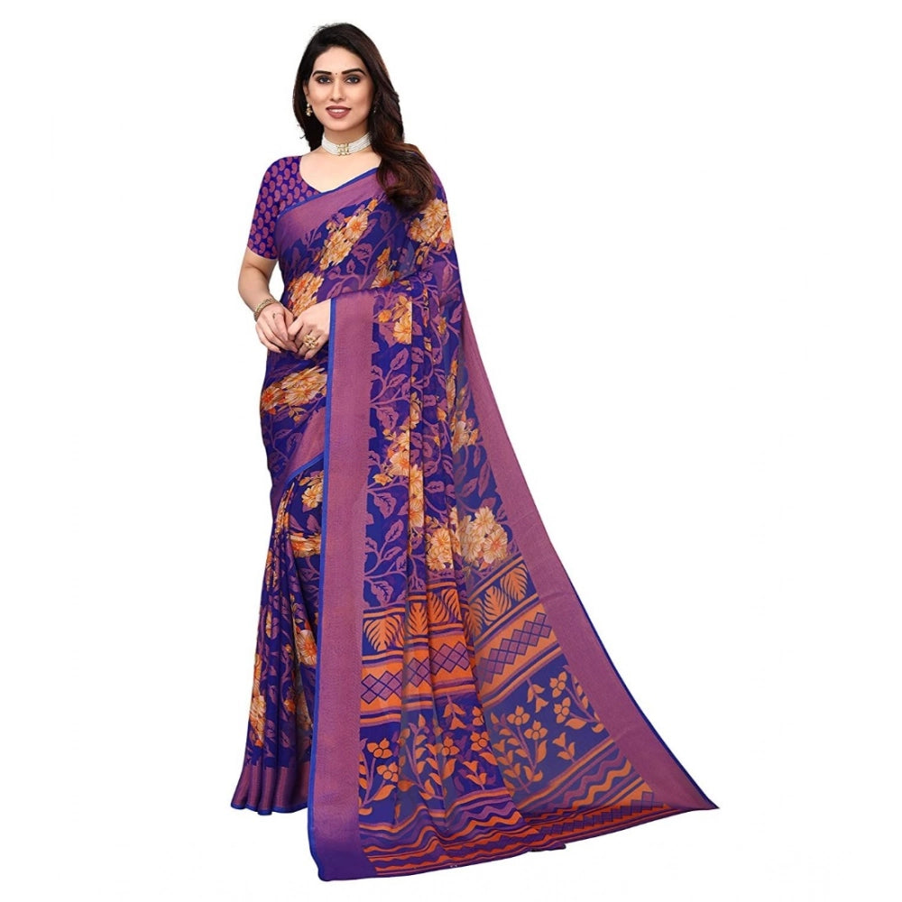 Ranili Viscose Rayon Printed Saree With Unstitched Blouse