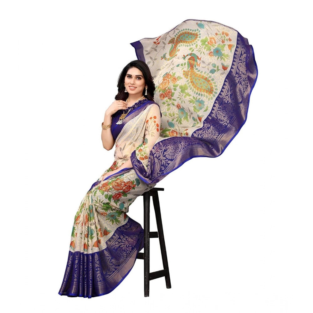 Ranili Viscose Rayon Printed Saree With Unstitched Blouse