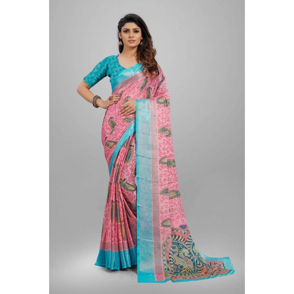 Ranili Viscose Rayon Printed Saree With Unstitched Blouse