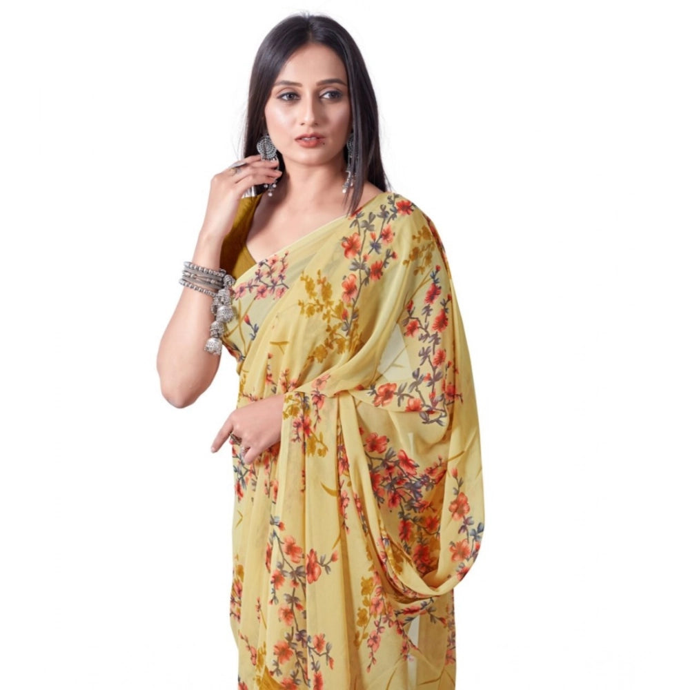 Ranili Georgette Printed Saree With Unstitched Blouse