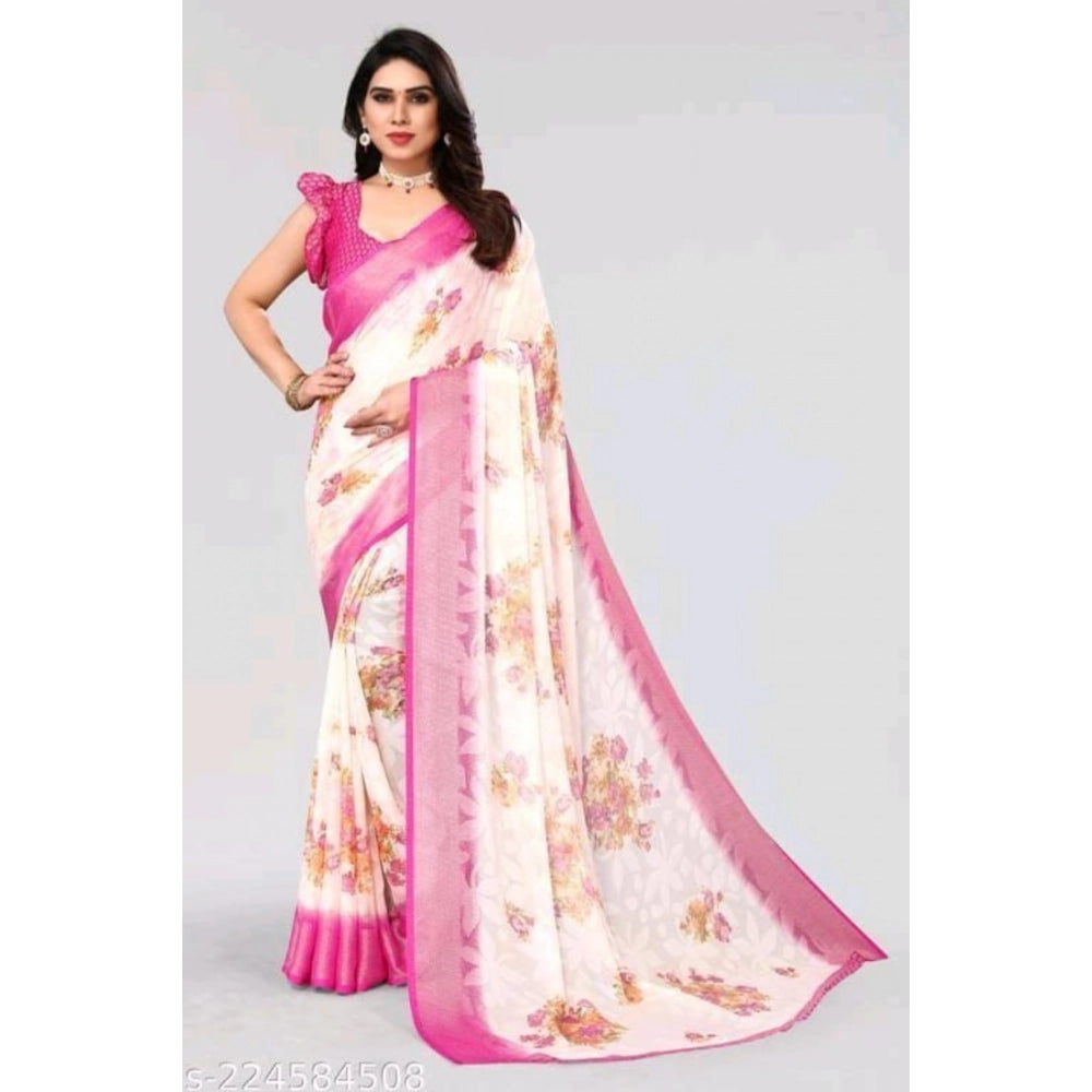 Ranili Viscose Rayon Printed Saree With Unstitched Blouse