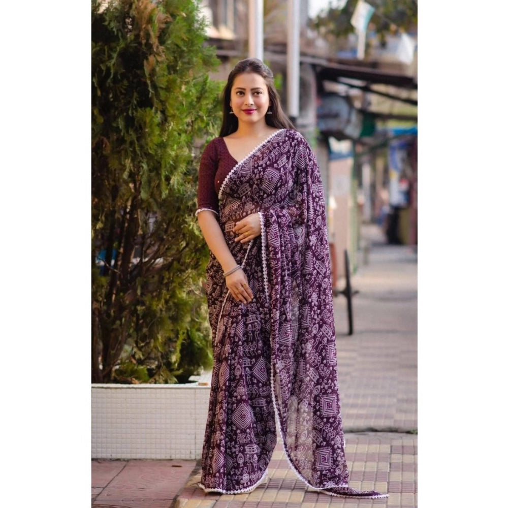 Ranili Georgette Printed Saree With Unstitched Blouse