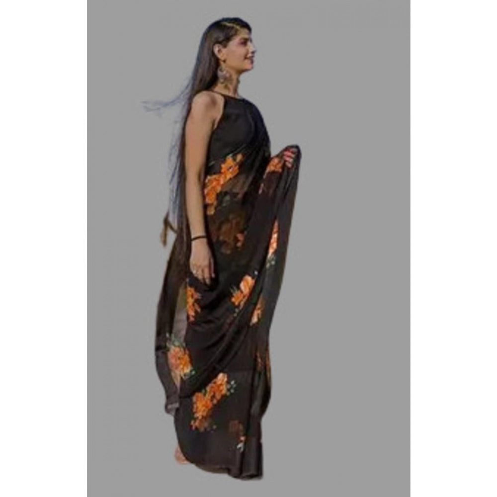 Ranili Satin Patta Printed Saree With Unstitched Blouse