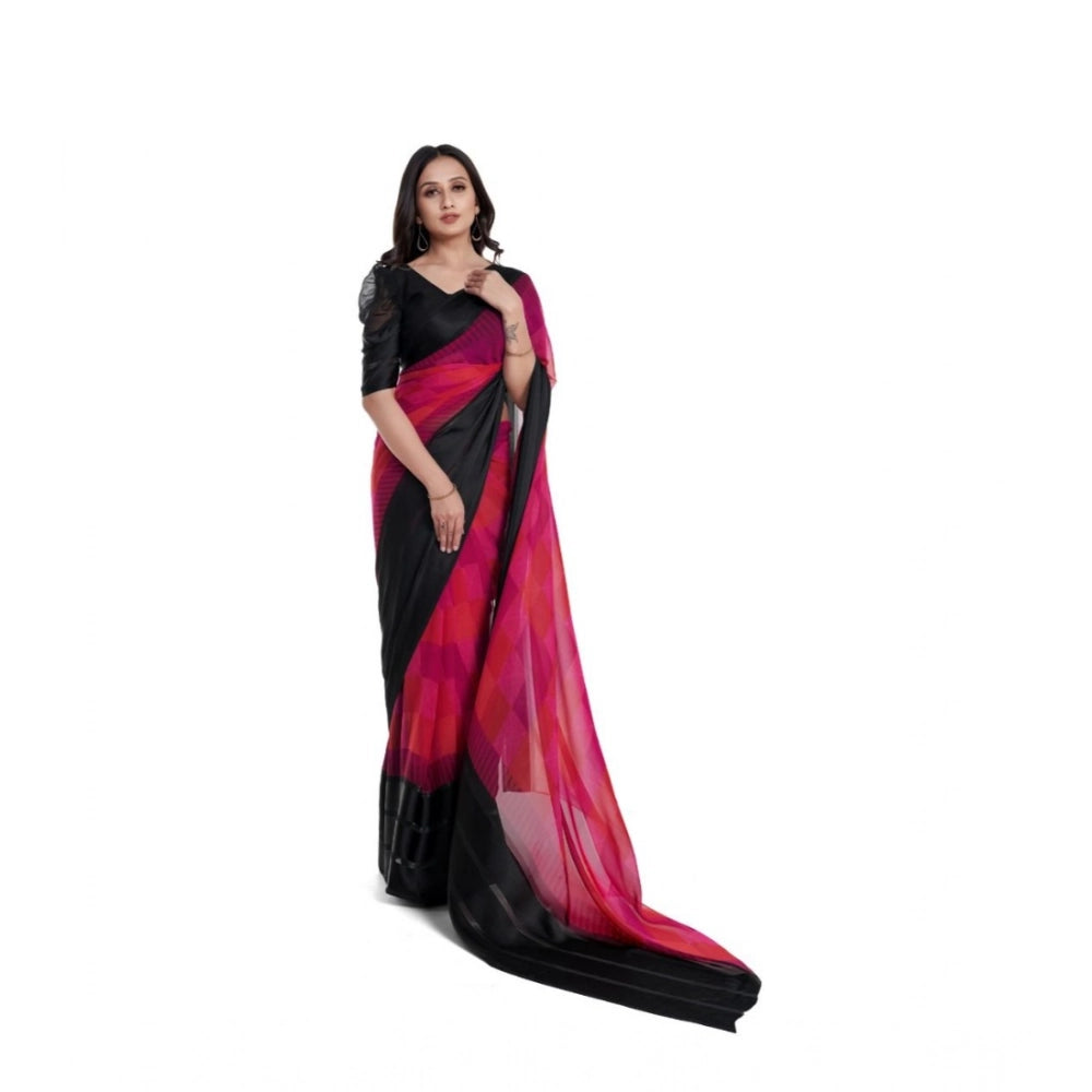 Ranili Satin Patta Printed Saree With Unstitched Blouse