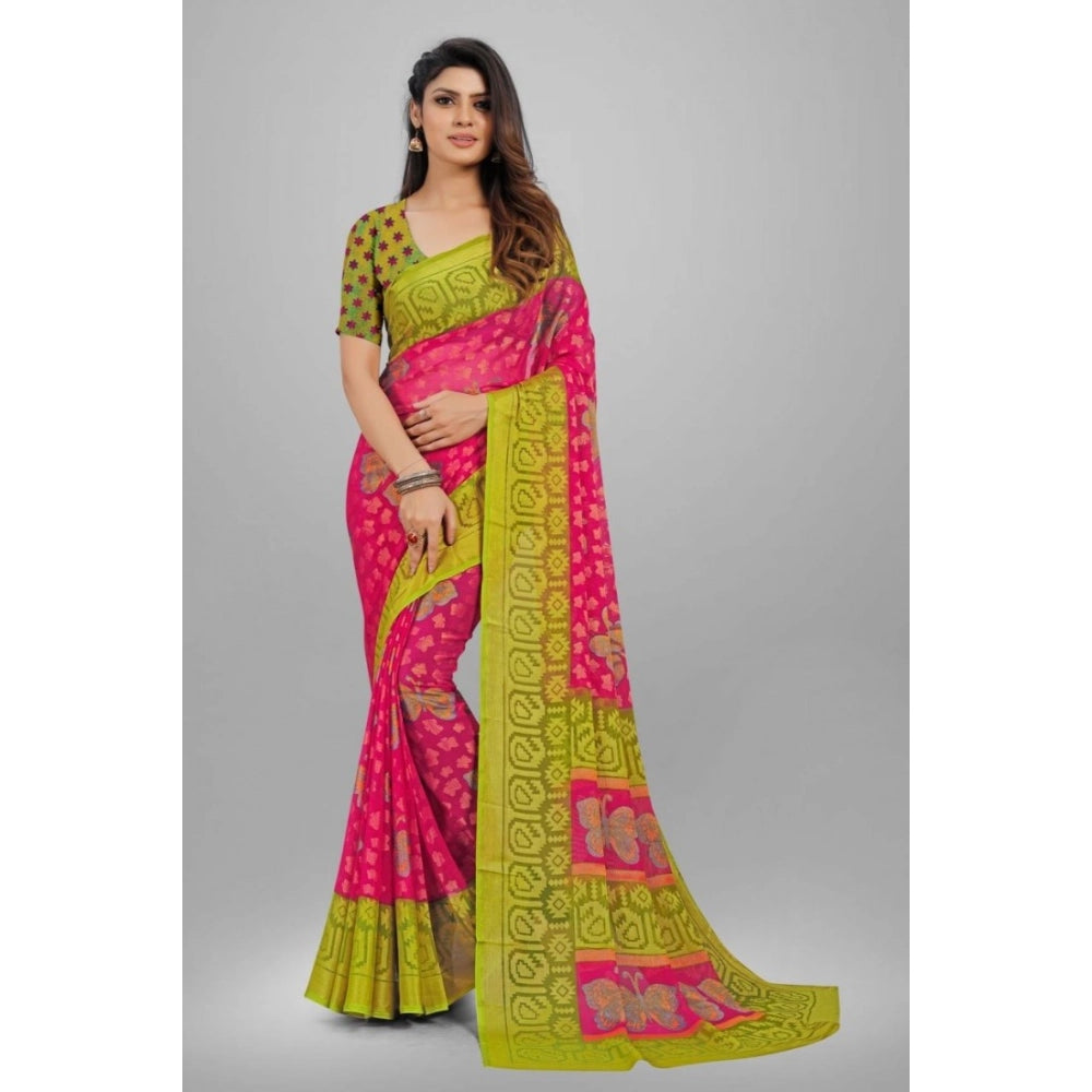 Ranili Viscose Rayon Printed Saree With Unstitched Blouse
