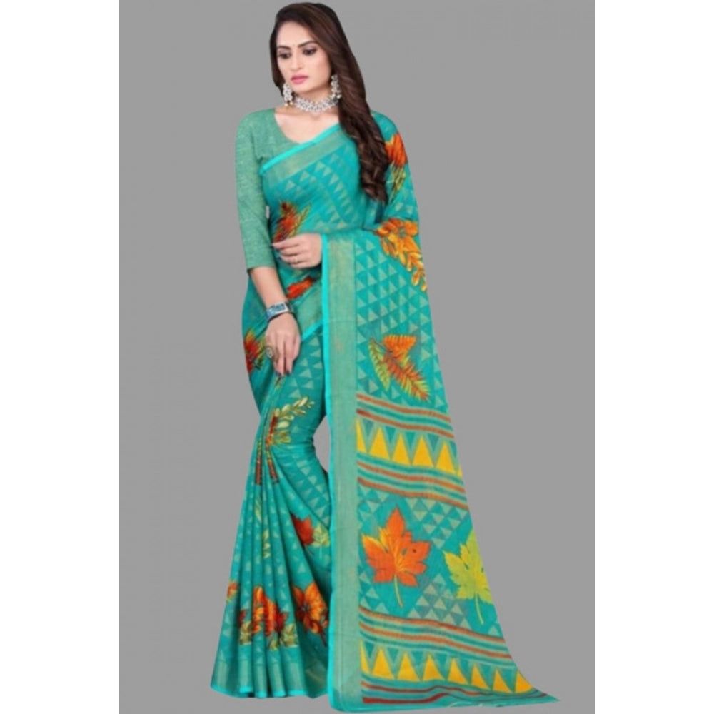 Ranili Viscose Rayon Printed Saree With Unstitched Blouse