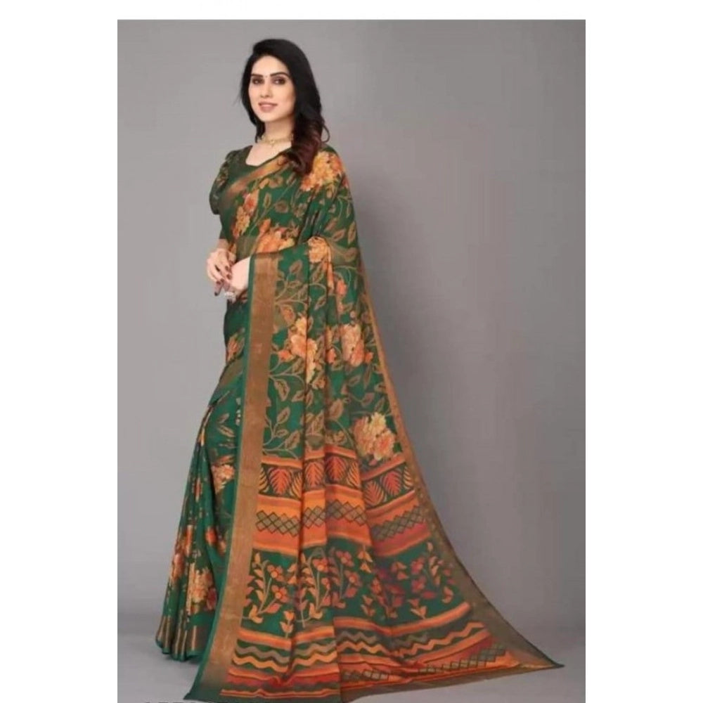 Ranili Viscose Rayon Printed Saree With Unstitched Blouse