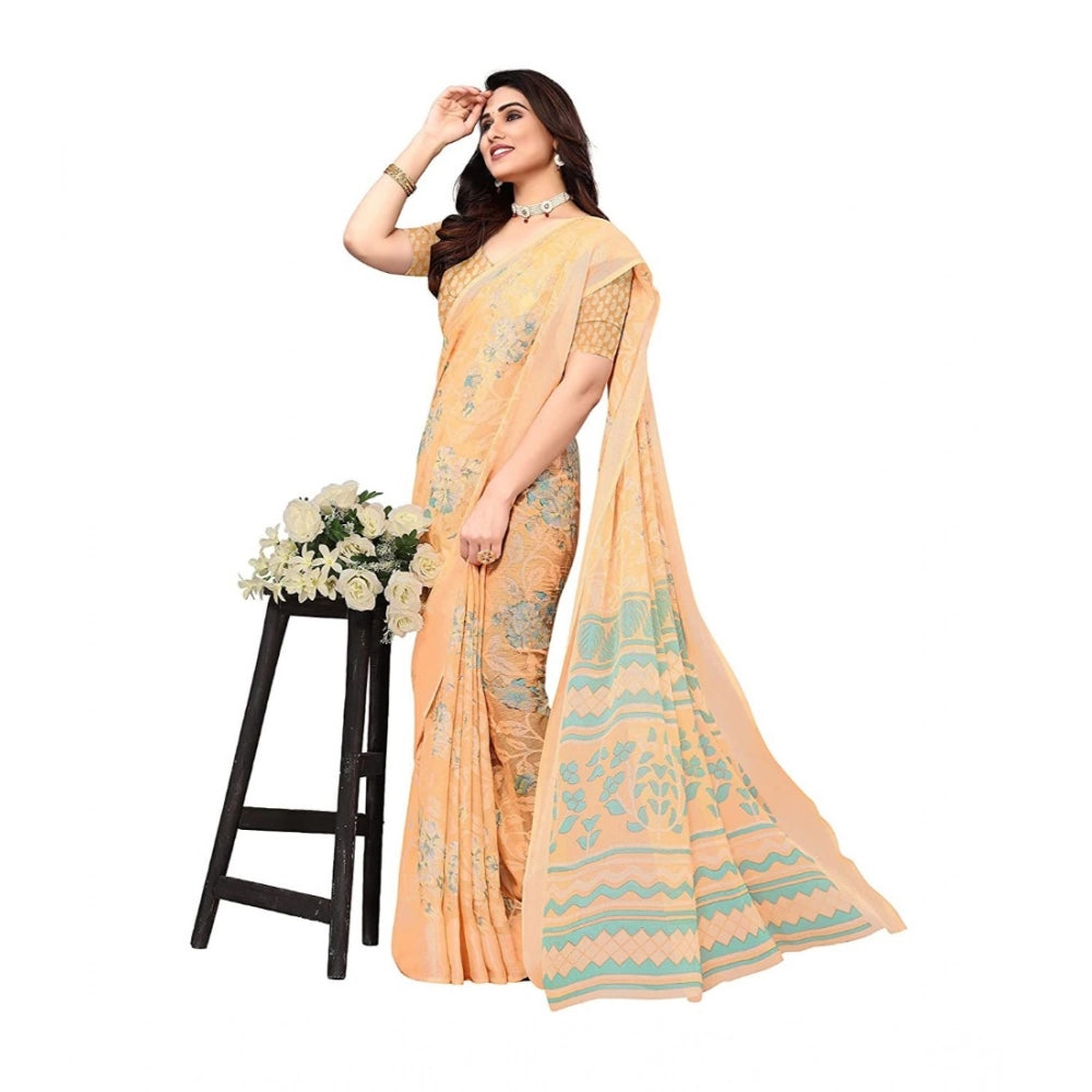 Ranili Viscose Rayon Printed Saree With Unstitched Blouse