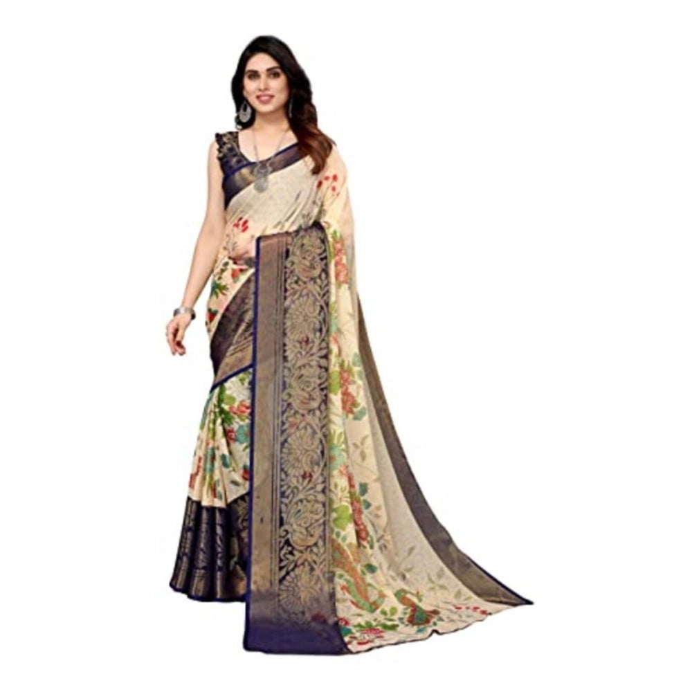 Ranili Viscose Rayon Printed Saree With Unstitched Blouse