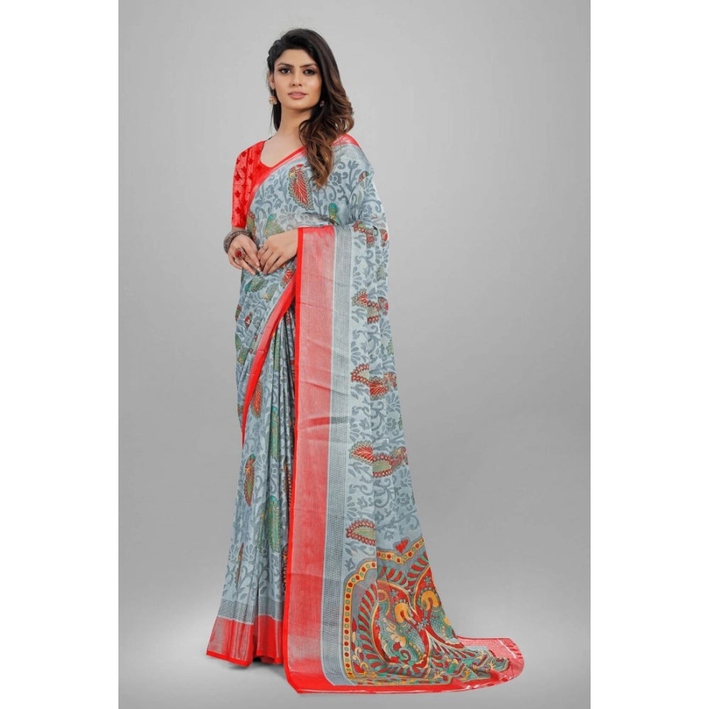 Ranili Viscose Rayon Printed Saree With Unstitched Blouse
