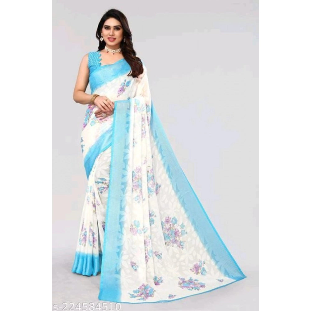 Ranili Viscose Rayon Printed Saree With Unstitched Blouse