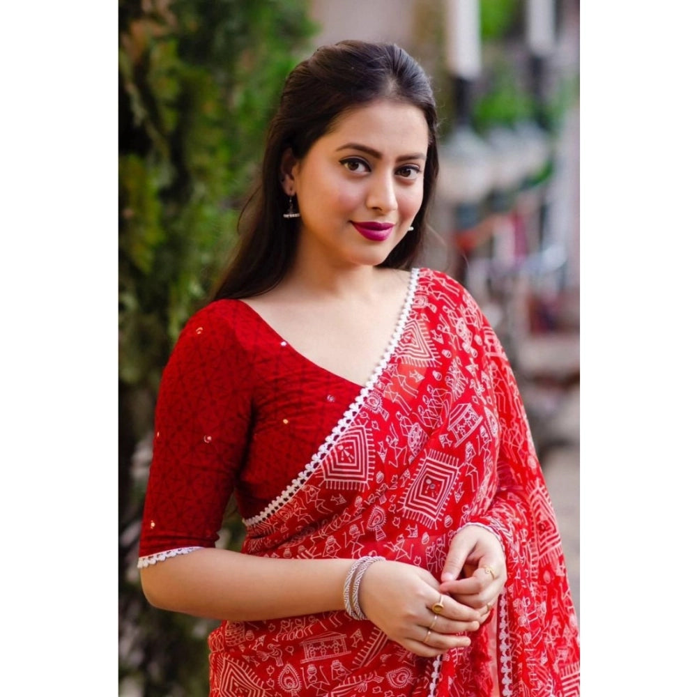 Ranili Georgette Printed Saree With Unstitched Blouse