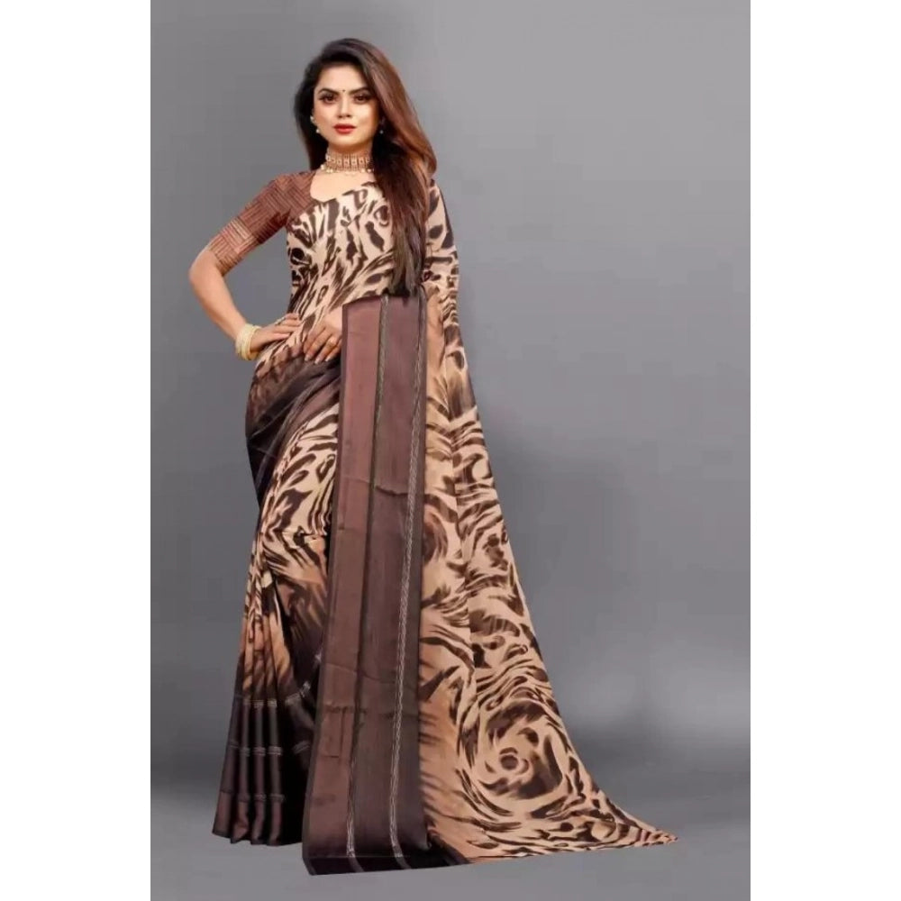 Ranili Satin Patta Printed Saree With Unstitched Blouse