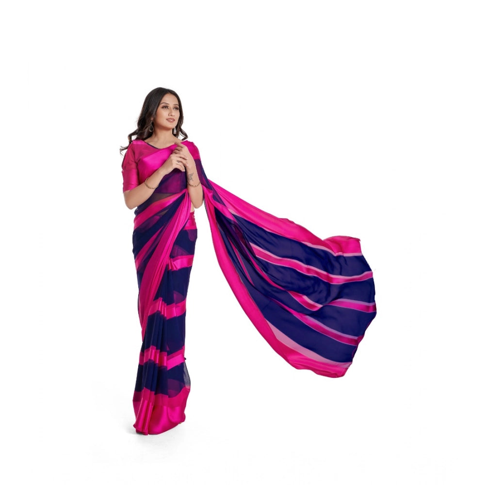 Ranili Satin Patta Printed Saree With Unstitched Blouse