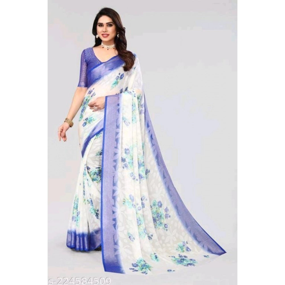 Ranili Viscose Rayon Printed Saree With Unstitched Blouse