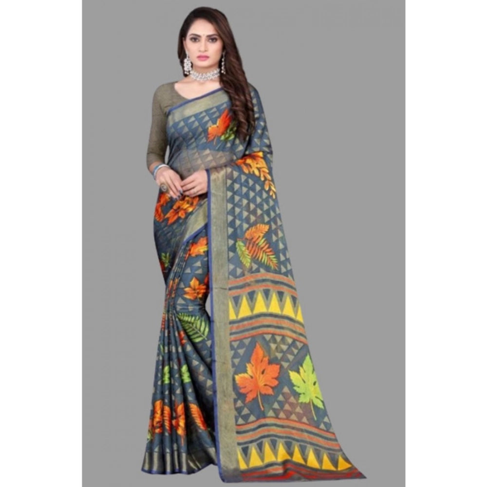 Ranili Viscose Rayon Printed Saree With Unstitched Blouse